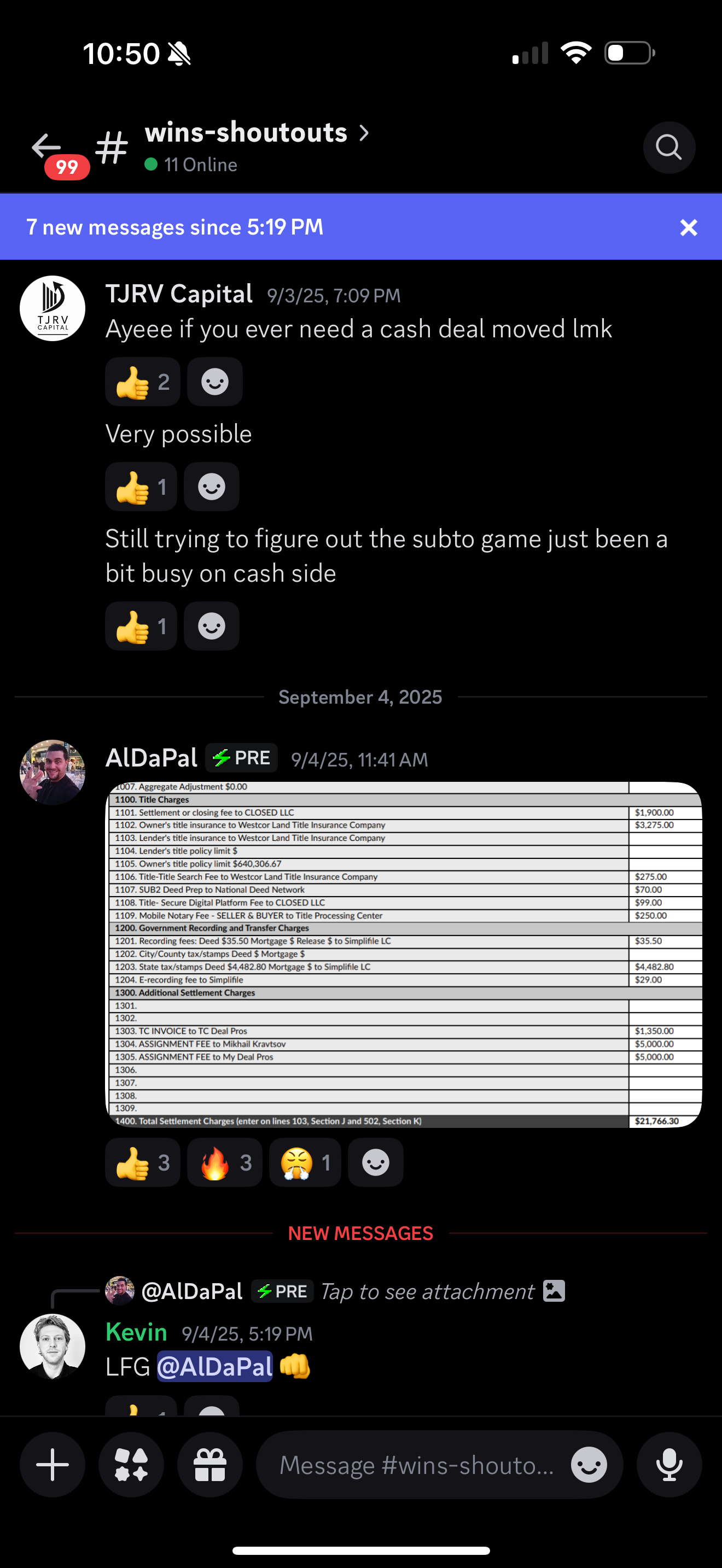 Settlement statement